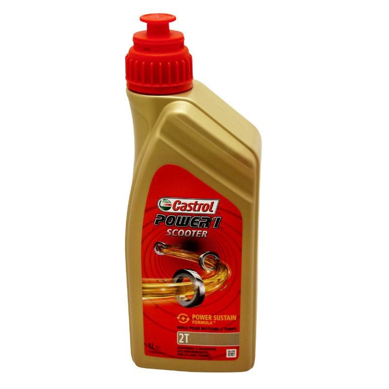 HUILE MOTEUR 2 TEMPS CASTROL POWER 1 SCOOTER 2T (1 L) SEMI - SYNTHETIQUE - LE PRATIQUE DU MOTARD