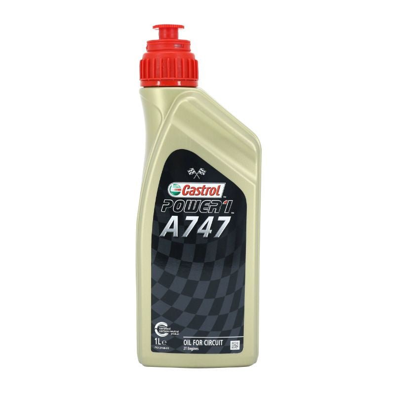 HUILE MOTEUR 2 TEMPS CASTROL A747 (1 L) COMPETITION SEMI - SYNTHETIQUE (A BASE D'HUILE DE RICIN) - LE PRATIQUE DU MOTARD