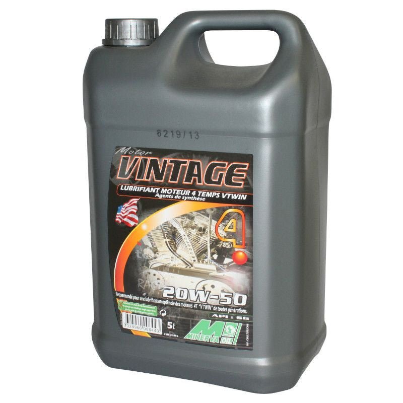 HUILE MOTEUR 4 TEMPS MINERVA MOTO VINTAGE 20W50 MULTIGRADE (5L) (MOTO CLASSIC) (100% MADE IN FRANCE) - LE PRATIQUE DU MOTARD