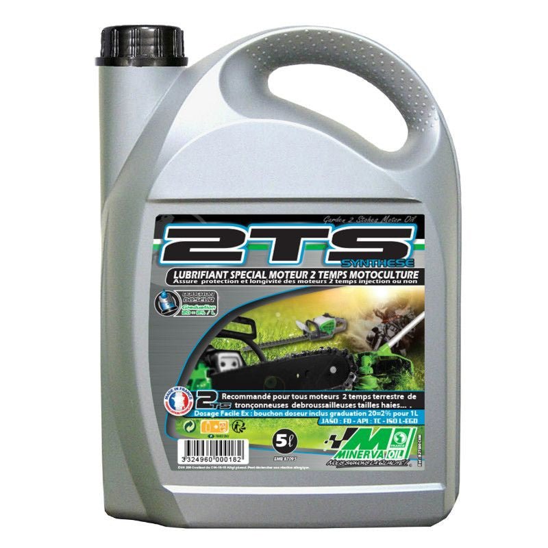 HUILE MOTEUR 2 TEMPS MINERVA MOTOCULTURE 2TS SYNTHESE (5L) (100% FRANCE) - LE PRATIQUE DU MOTARD