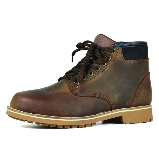Bottine Moto Homme cuir Waterproof Homologué CE | Custer Commando Marron - LE PRATIQUE DU MOTARD