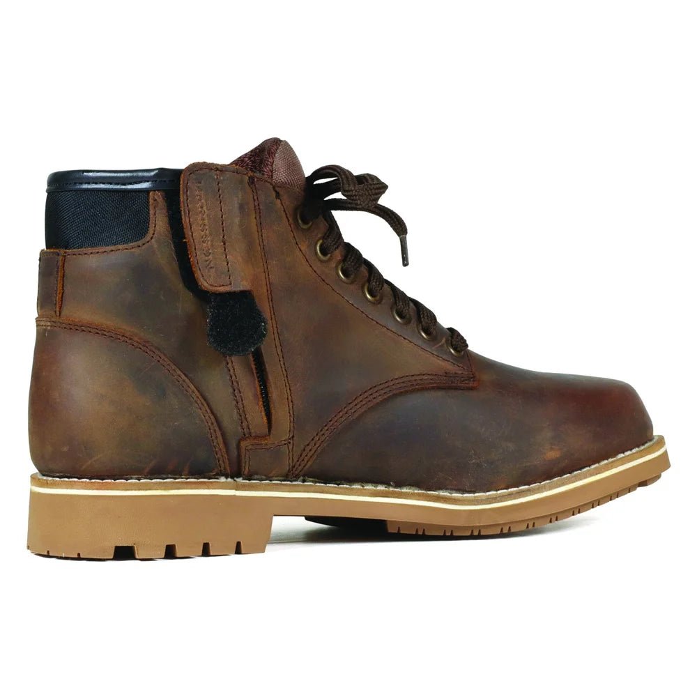 Bottine Moto Homme cuir Waterproof Homologué CE | Custer Commando Marron - LE PRATIQUE DU MOTARD