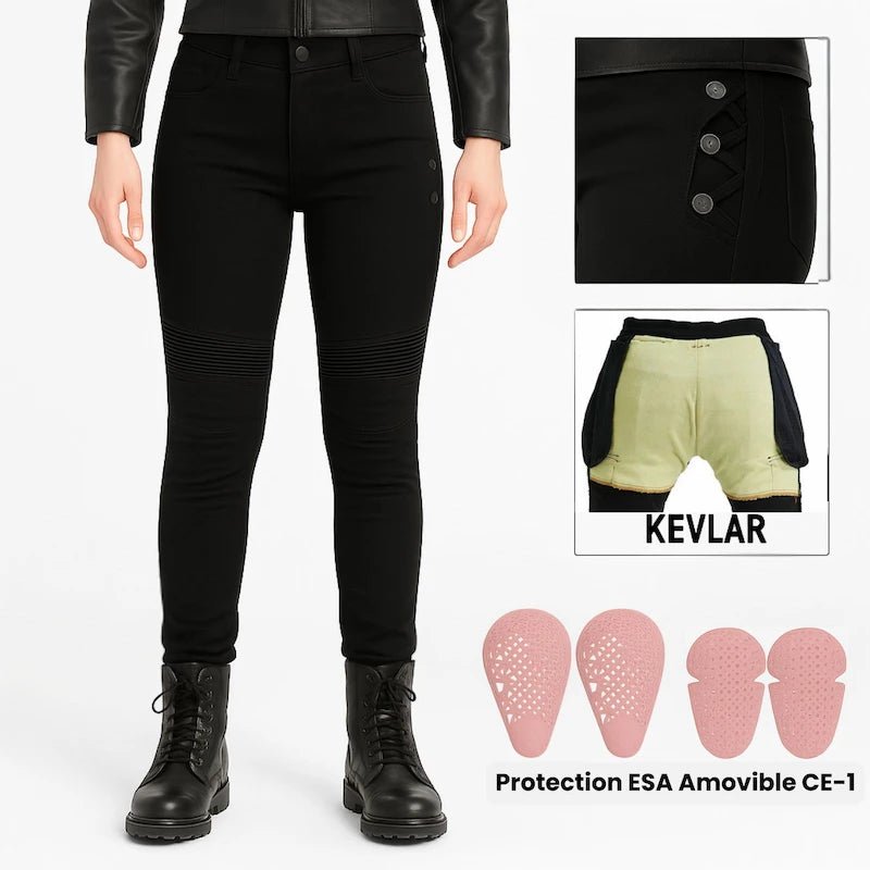 Pantalon Moto Femme Kevlar & Imperméable | RIDERIA™ - LE PRATIQUE DU MOTARD