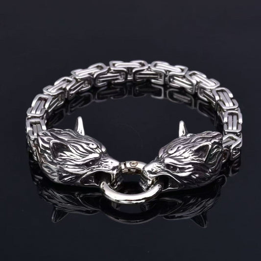 Wolf head bikers bracelets