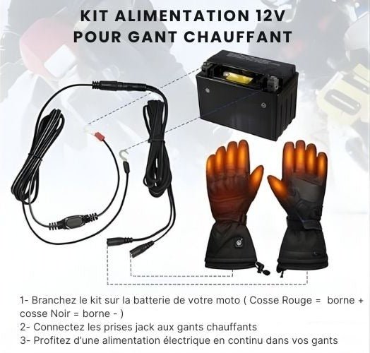 Kit Alimentation 12V pour Gant chauffant sur batterie moto - LE PRATIQUE DU MOTARD