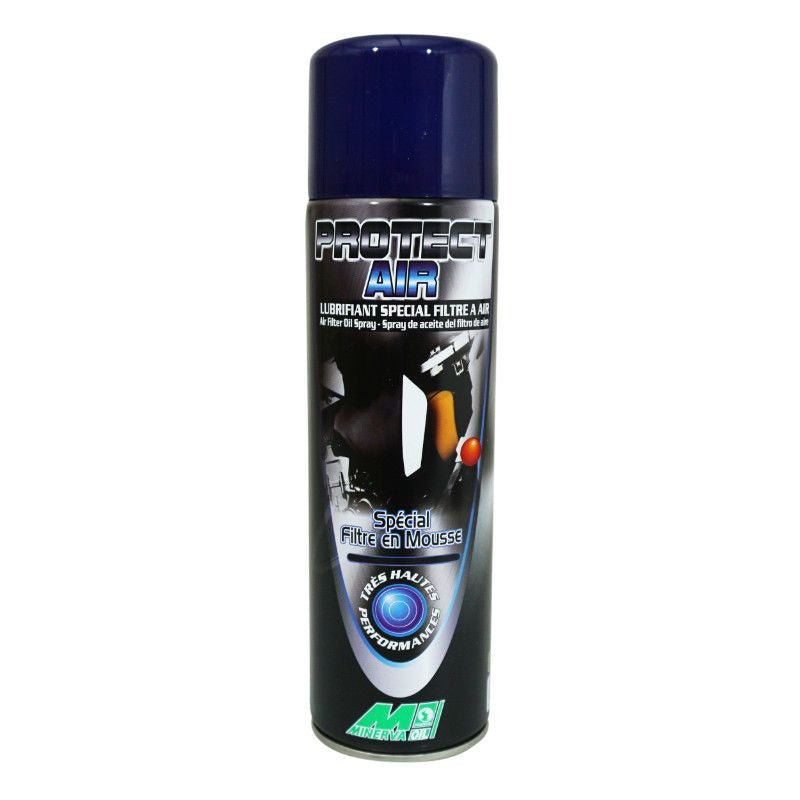 LUBRIFIANT/PROTECTION FILTRE MINERVA MOTO PROTECT AIR (IMPERMEABILISANT SUPER ADHESIF) (AEROSOL 500 ml) - LE PRATIQUE DU MOTARD