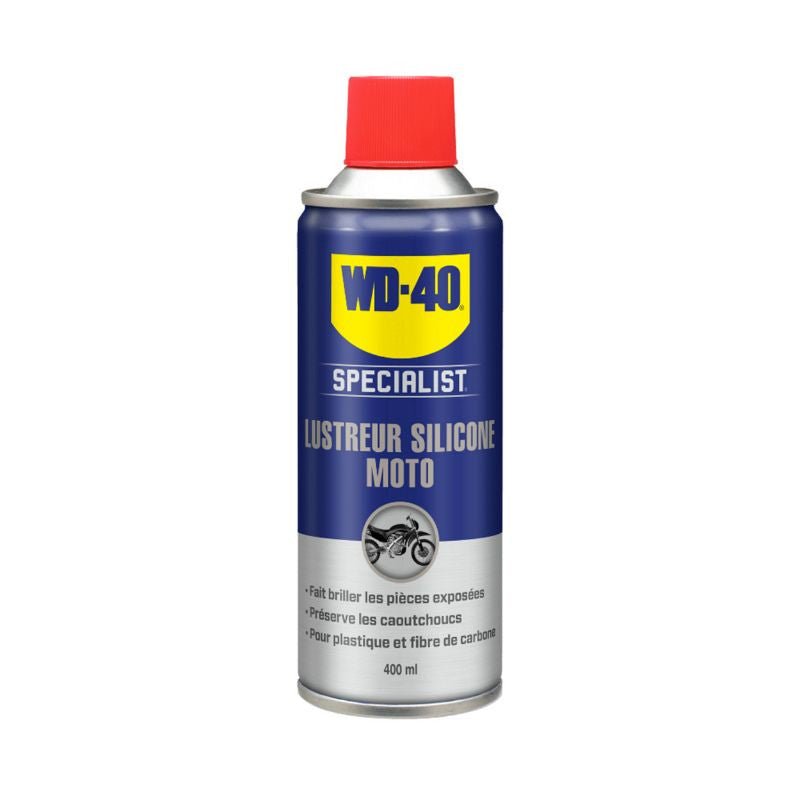 LUSTREUR SILICONE WD - 40 SPECIALIST MOTO (AEROSOL 400 ml) - LE PRATIQUE DU MOTARD