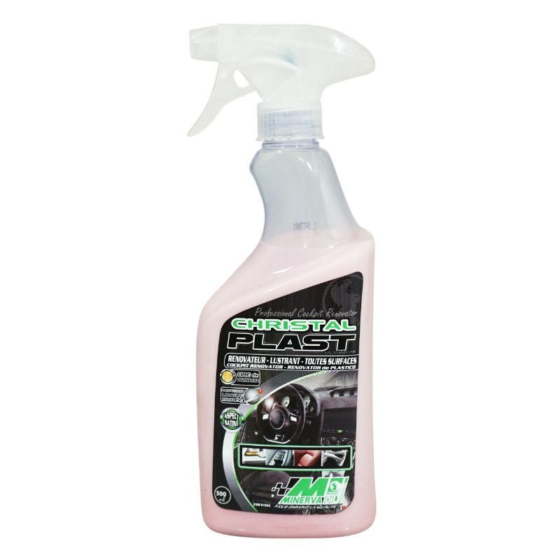 LUSTREUR/RENOVATEUR MINERVA CHRISTAL PLAST (HAUTE PERFORMANCE, SANS SILICONE) (PULVERISATEUR/VAPORISATEUR 500ml) - LE PRATIQUE DU MOTARD