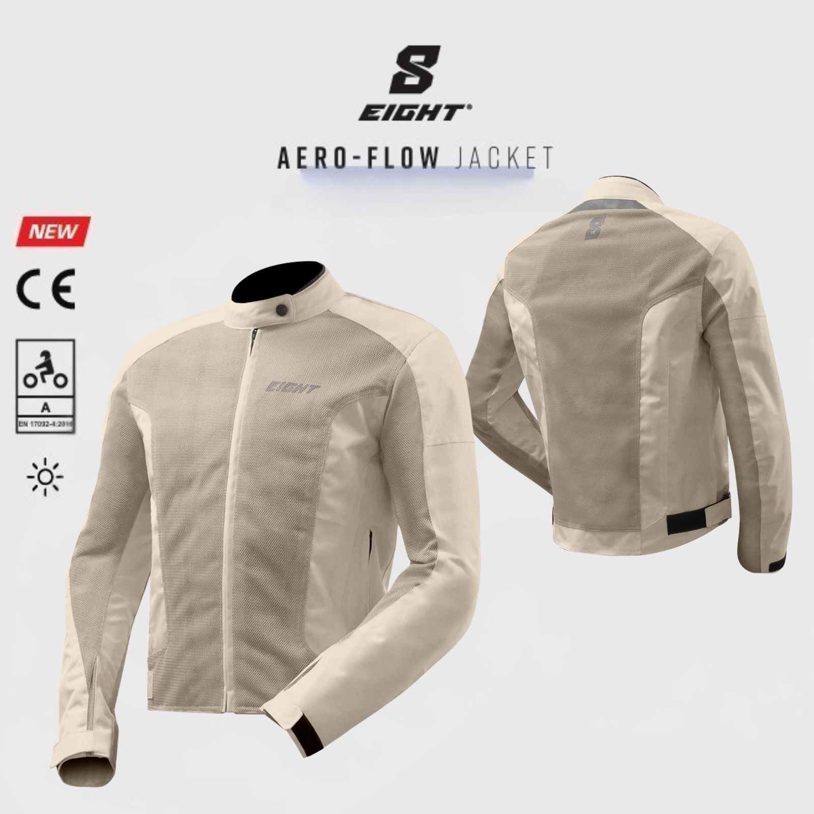 Blouson Moto Été Homme | Aéro - Flow “Sand” (blanc crème) - LE PRATIQUE DU MOTARD