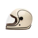 Casque moto vintage homologué | MARKO Crème & Liserés Noirs - LE PRATIQUE DU MOTARD