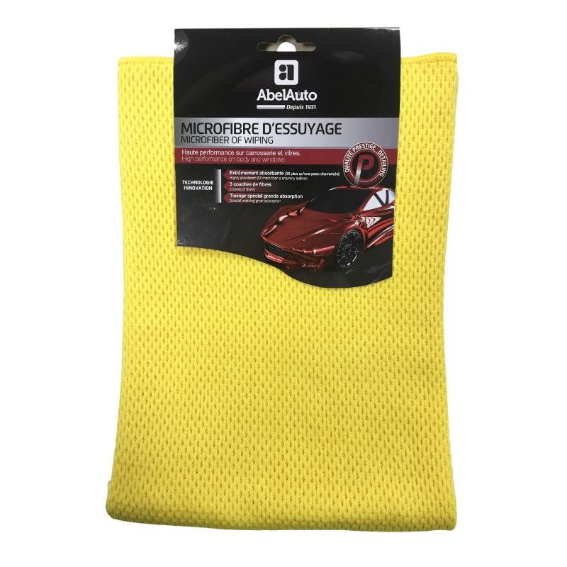 MICROFIBRE D'ESSUYAGE ABEL AUTO 60 x 60 cm (MARQUE FRANCAISE) - GAMME PROFESSIONNELLE - LE PRATIQUE DU MOTARD