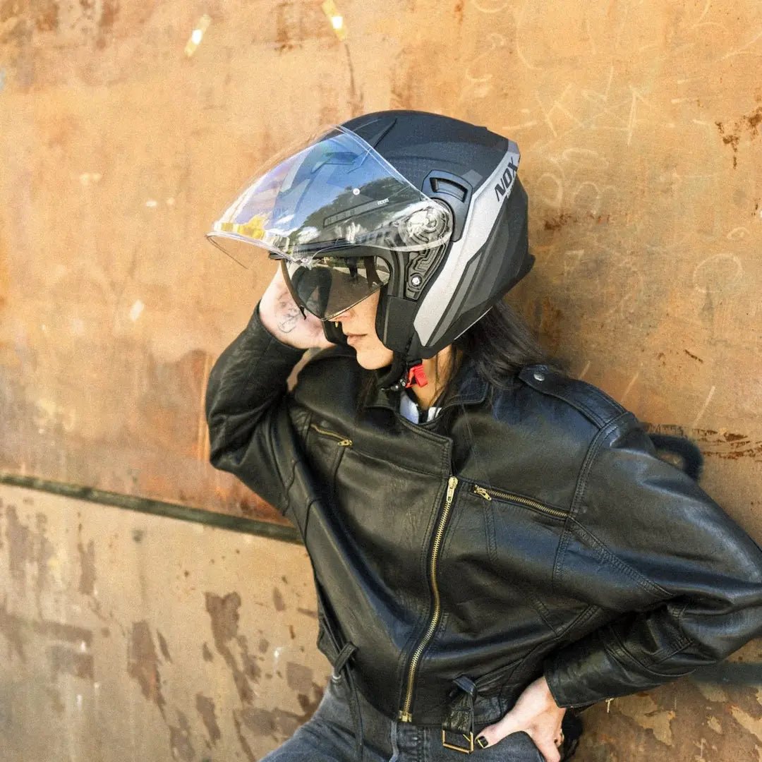 Casque Moto Jet N130 Ekto Noir Mat Blanc | NOX - LE PRATIQUE DU MOTARD