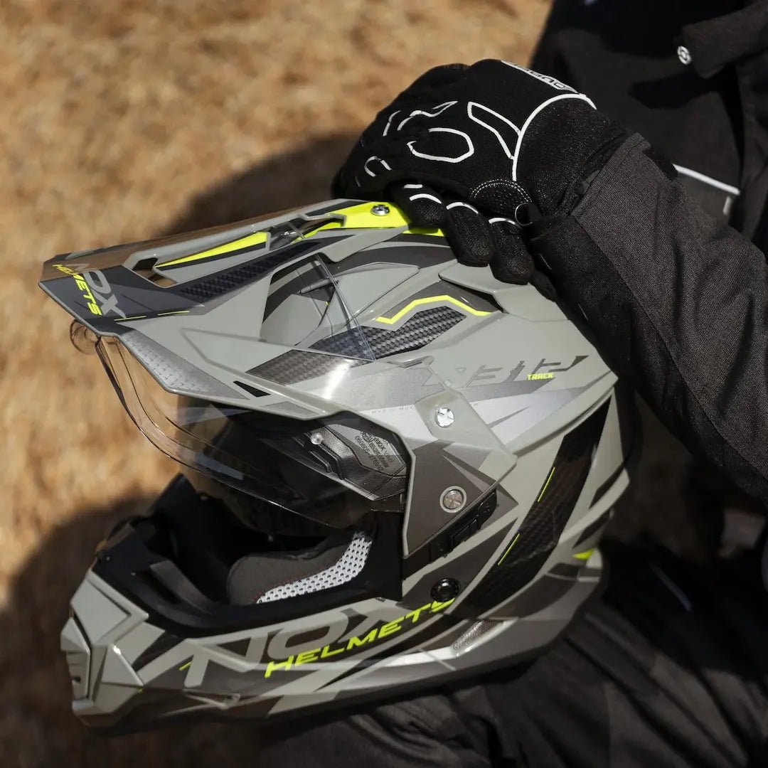 Casque Moto Cross N312 Track Noir Mat Jaune Fluo | NOX - LE PRATIQUE DU MOTARD