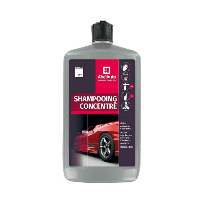 NETTOYANT SHAMPOING CONCENTRE CARROSSERIE ABEL AUTO 1L (MARQUE FRANCAISE) - GAMME PROFESSIONNELLE - LE PRATIQUE DU MOTARD