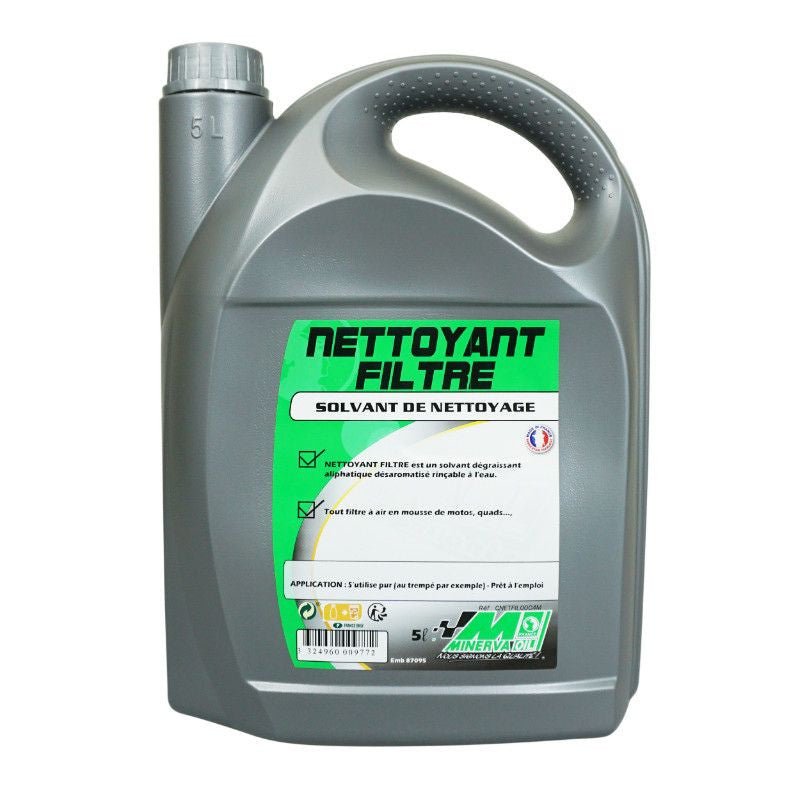 NETTOYANT FILTRE MOUSSE MINERVA MOTO (DEGRAISSANT RINCABLE A L'EAU) (5L) - LE PRATIQUE DU MOTARD