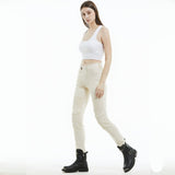 Jeans moto femme Slim - Fit blanc avec taille élastique - LE PRATIQUE DU MOTARD
