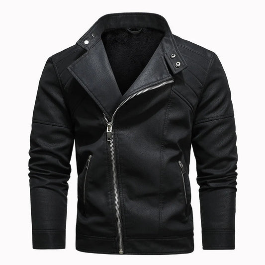 Blouson Biker "Vintage Racer" – Cuir PU Grainé & Doublure Polaire (Marron/Noir) - LE PRATIQUE DU MOTARD