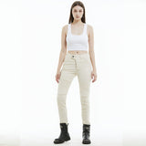 Jeans moto femme Slim - Fit blanc avec taille élastique - LE PRATIQUE DU MOTARD