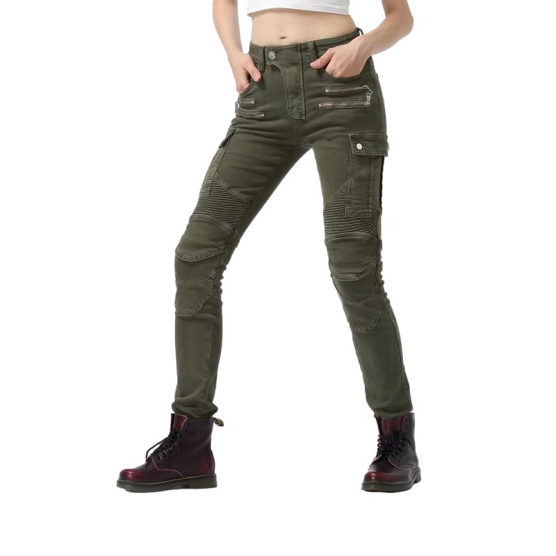 Pantalon jean moto femme - Bella Denim™ KAKI - LE PRATIQUE DU MOTARD