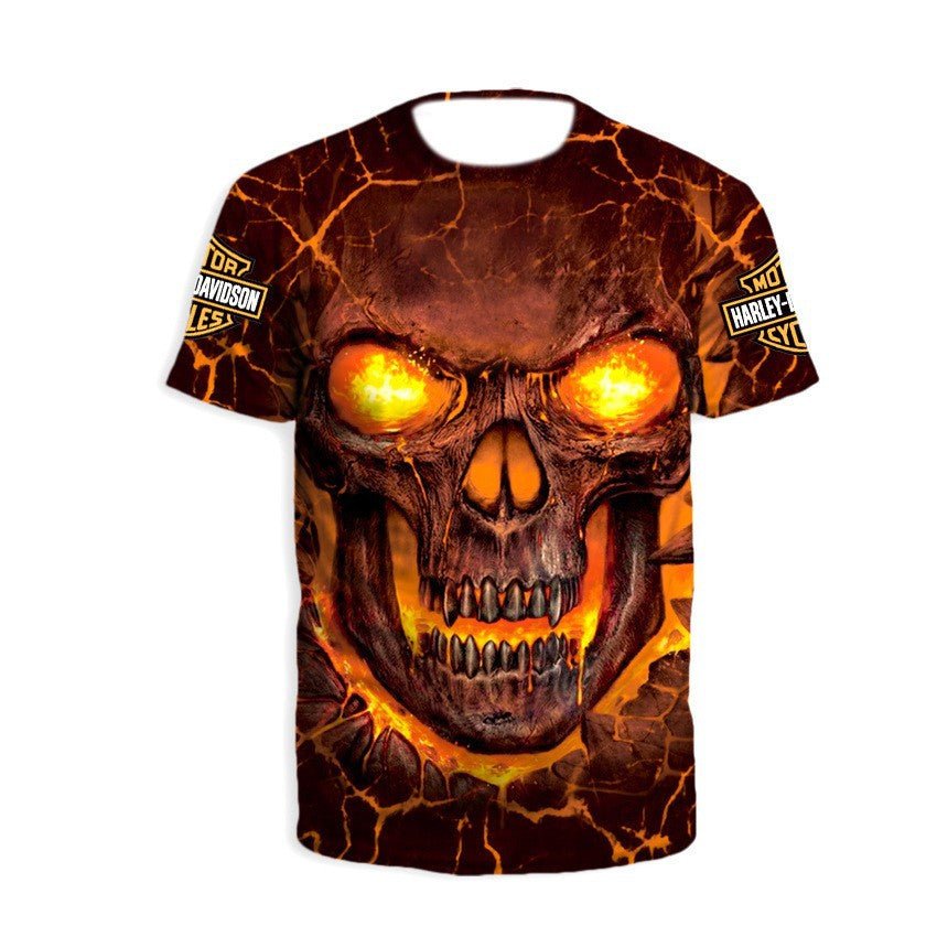 T-Shirt Harley Skull Inferno - LE PRATIQUE DU MOTARD