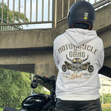 Sweat motard blanc a capuche | Loung Biker - LE PRATIQUE DU MOTARD