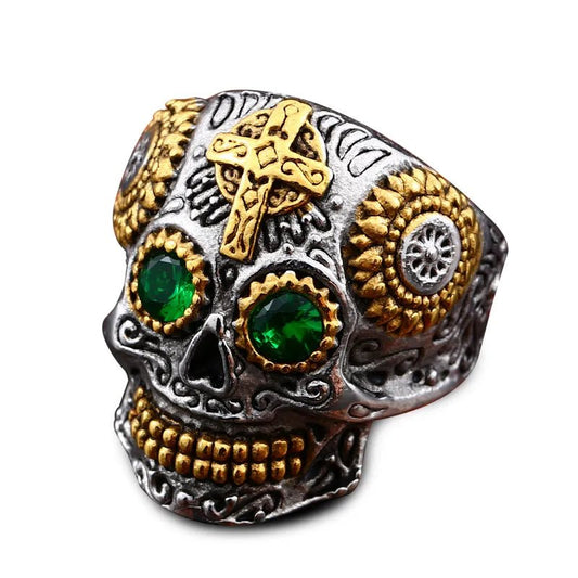 Bague Crâne mexicain Titan – L'emblème brut des hommes de caractère - LE PRATIQUE DU MOTARD