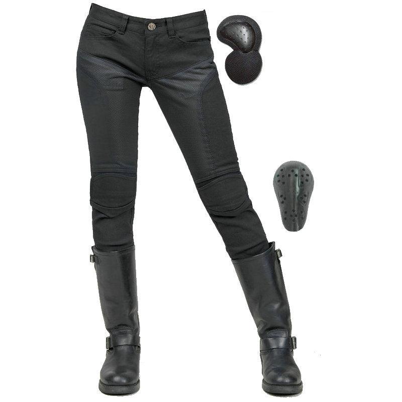 Pantalon moto femme été - VELOZA™ Noir - LE PRATIQUE DU MOTARD