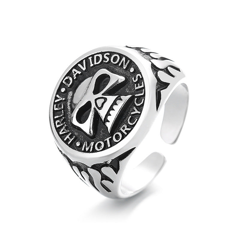 Bague Tête de Mort Biker - Style Harley, Taille Ajustable