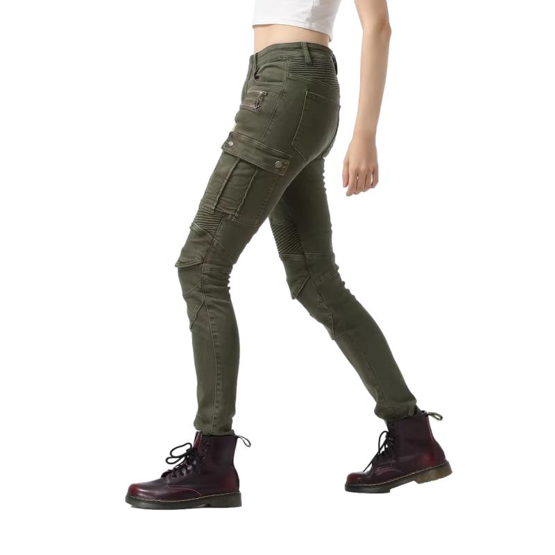 Pantalon jean moto femme - Bella Denim™ KAKI - LE PRATIQUE DU MOTARD