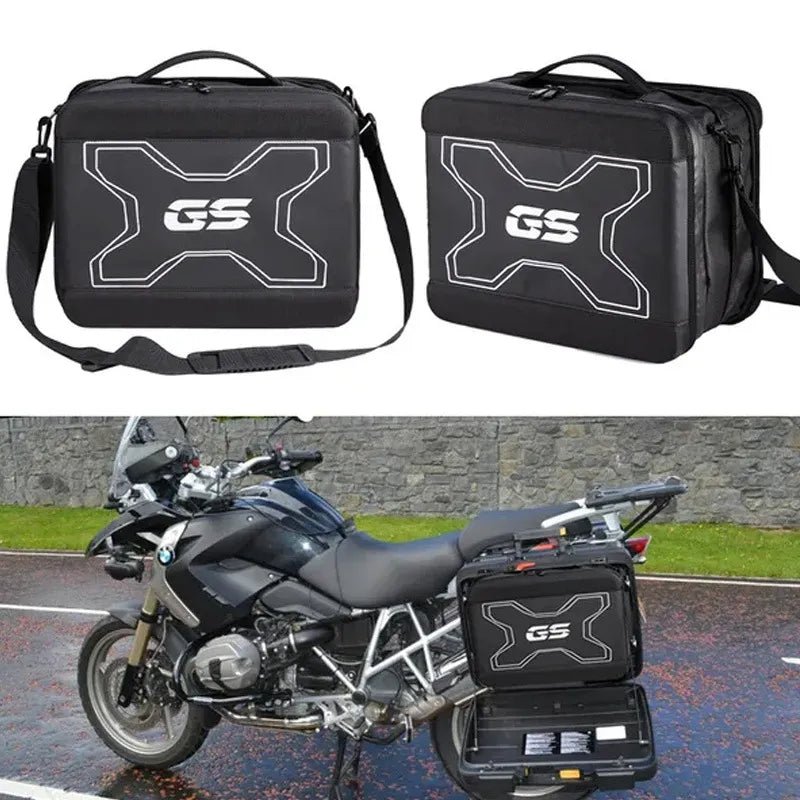 Deux sacs pour valise et topcase BMW F750 F850 GS/ADV logo GS montés sur les valises latérales