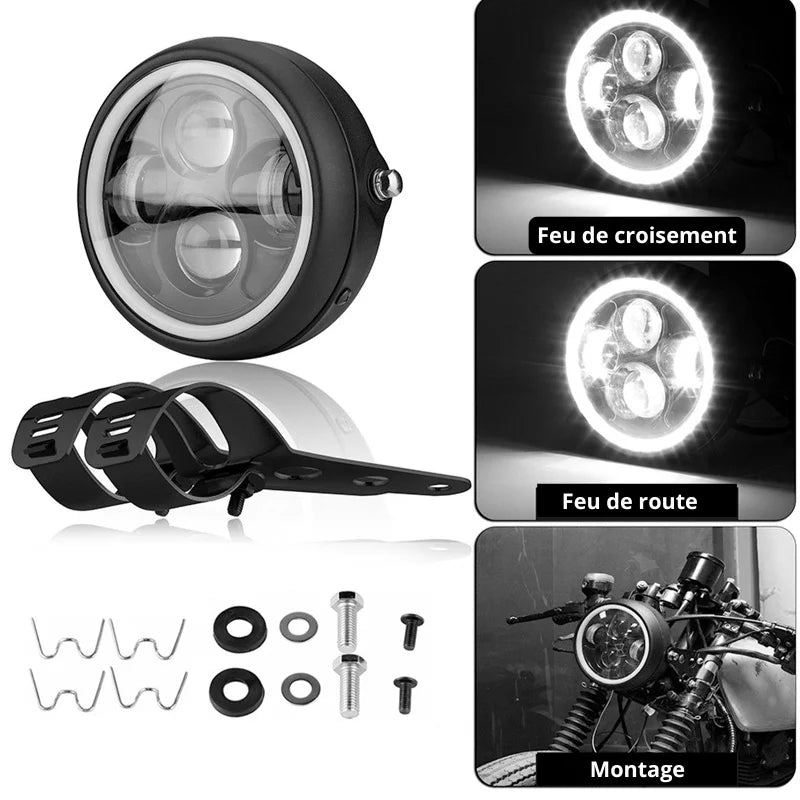 Phare moto LED rond - 5.75pouces - LE PRATIQUE DU MOTARD