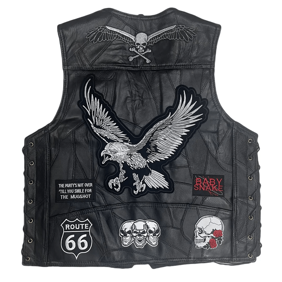 Gilet cuir moto biker - Eagle - LE PRATIQUE DU MOTARD