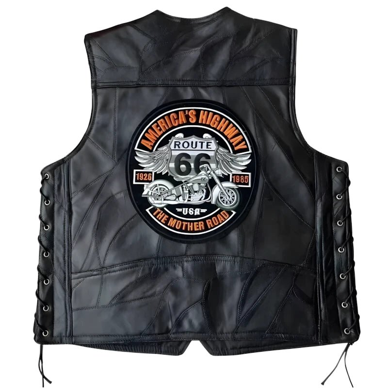 Gilet cuir biker homme - Route 66 Mother Road - LE PRATIQUE DU MOTARD