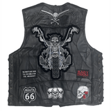 Gilet cuir biker a lacet - Skull Rider - LE PRATIQUE DU MOTARD