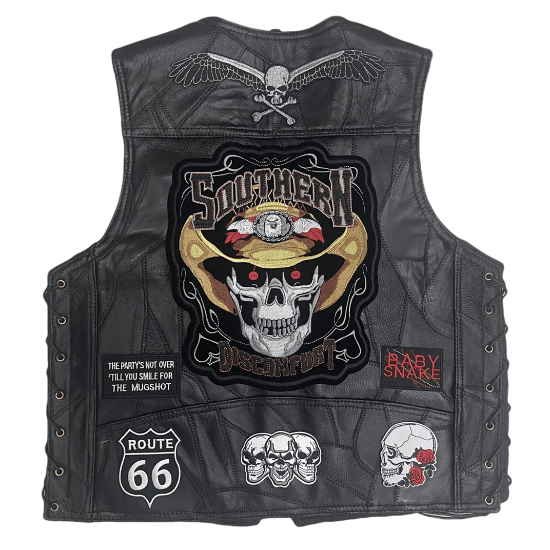 Gilet cuir biker harley - Southern Reaper - LE PRATIQUE DU MOTARD