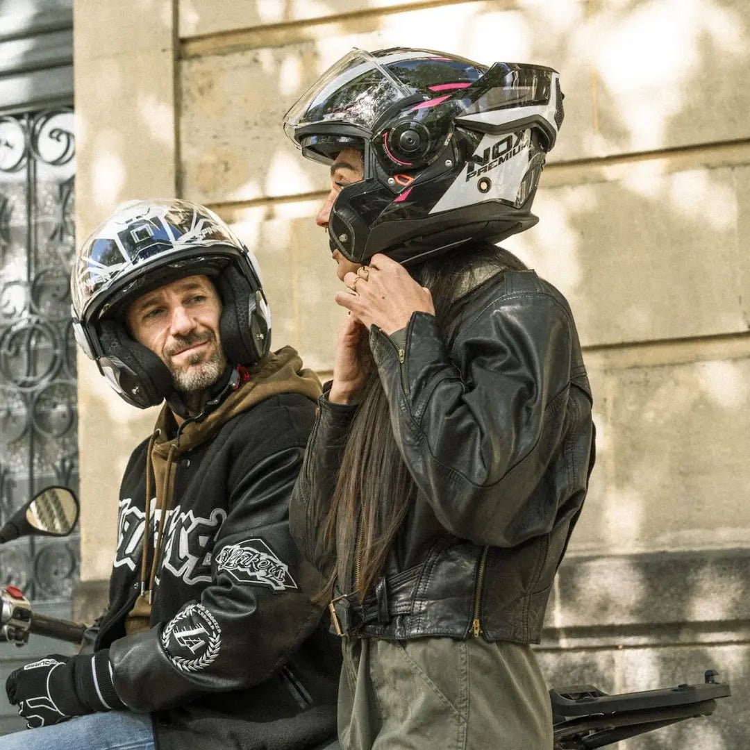 Casque Moto Modulable Spinner Ark Blanc Rose Noir | NOX - LE PRATIQUE DU MOTARD