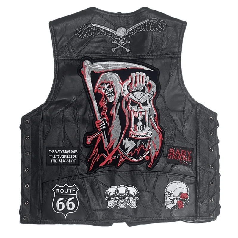 Gilet Cuir Biker - La Faucheuse - LE PRATIQUE DU MOTARD