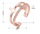 Bague ajustable femme - Croix Strassé Zirconium - LE PRATIQUE DU MOTARD