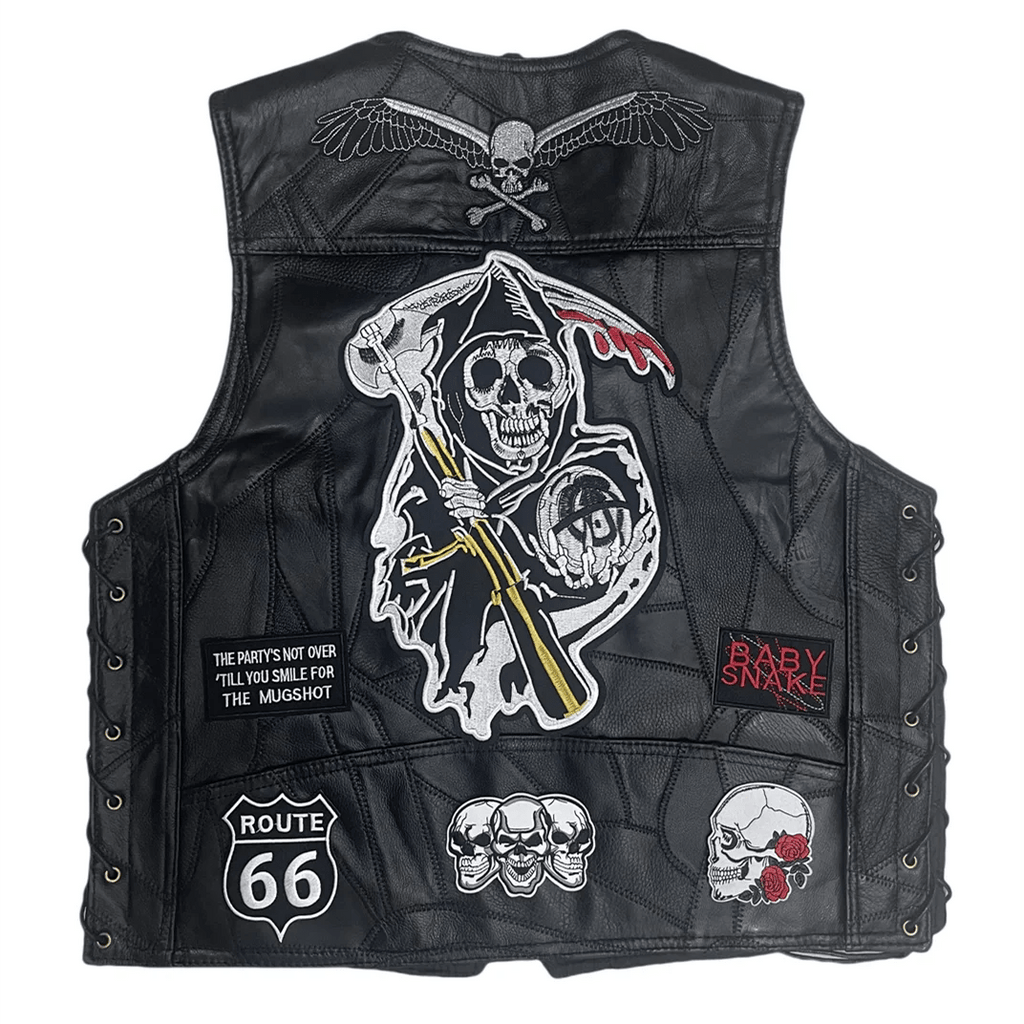 BLOUSON DE MOTO POUR HOMME EN CUIR NOIR STYLE RETR