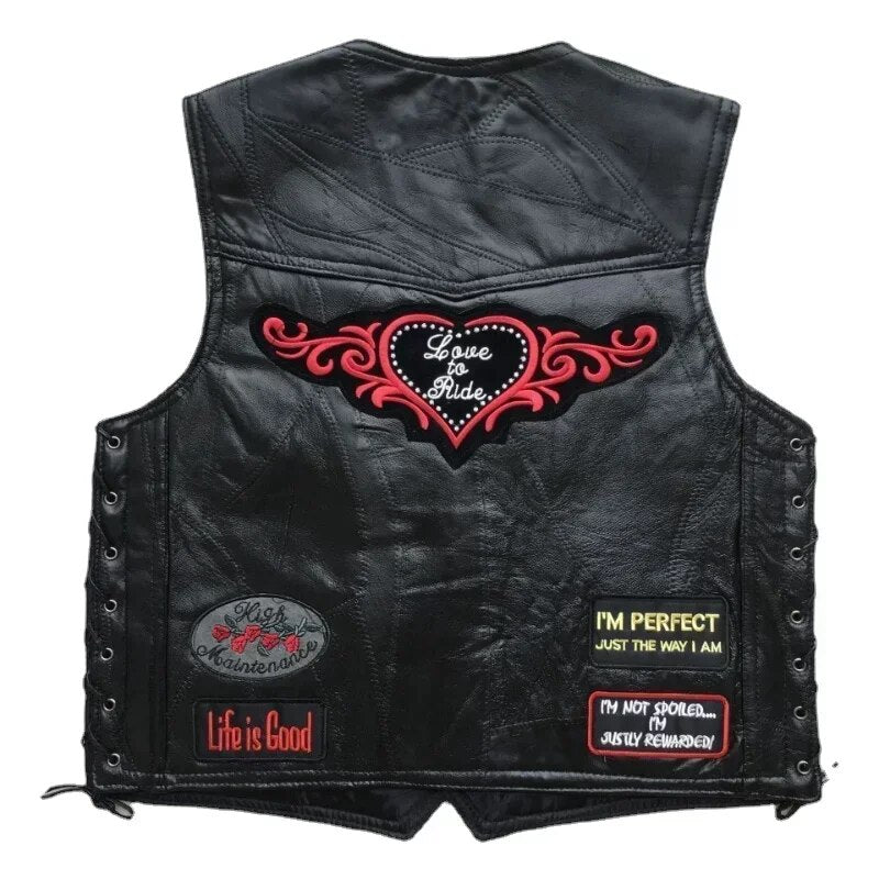 Gilet cuir femme biker - LE PRATIQUE DU MOTARD