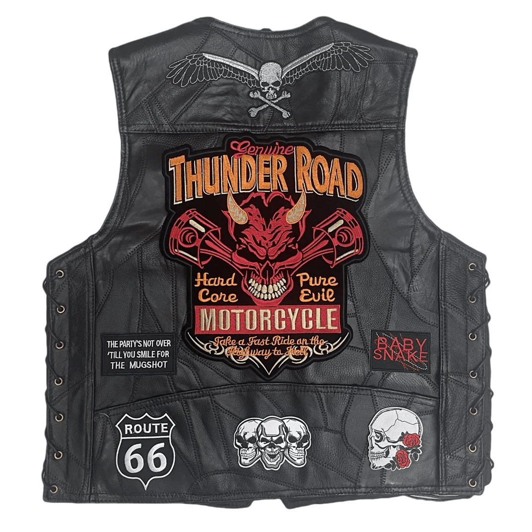 Gilet cuir biker homme - Thunder Road - LE PRATIQUE DU MOTARD