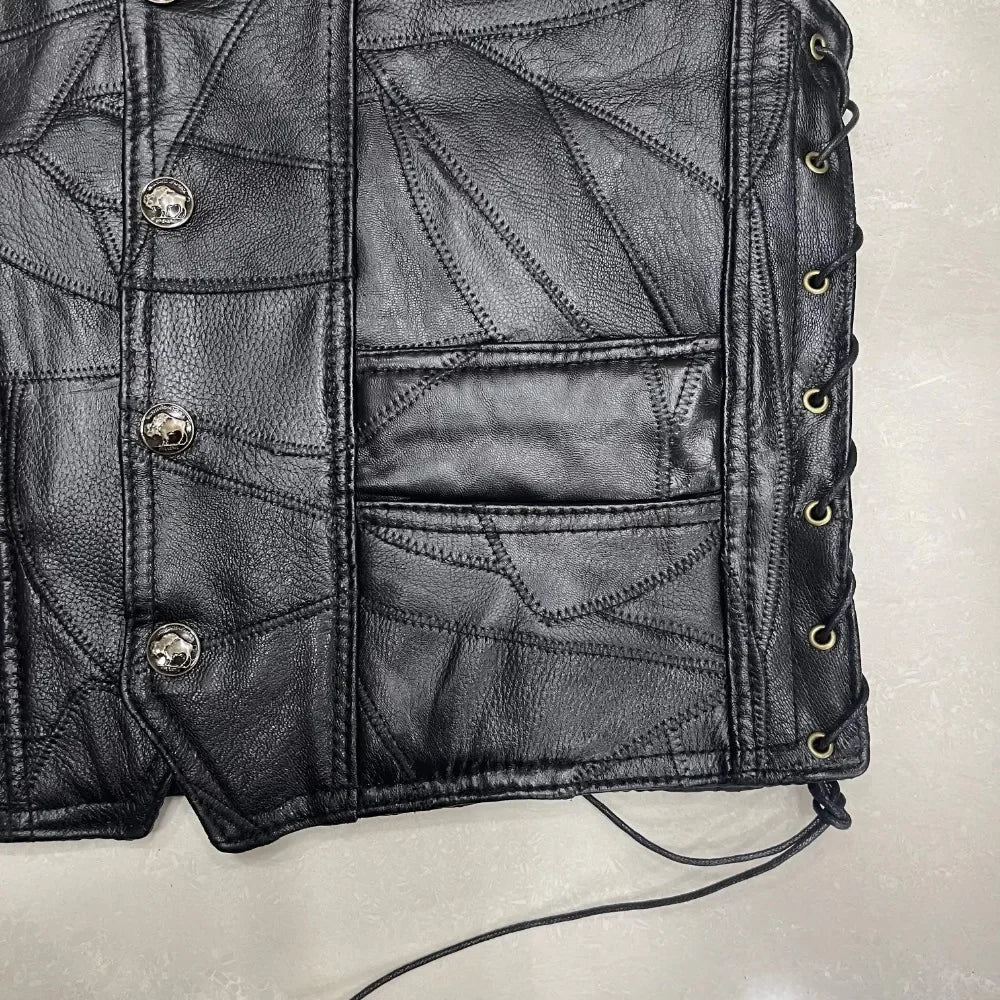 Gilet cuir biker noir - La mort avant le déshonneur