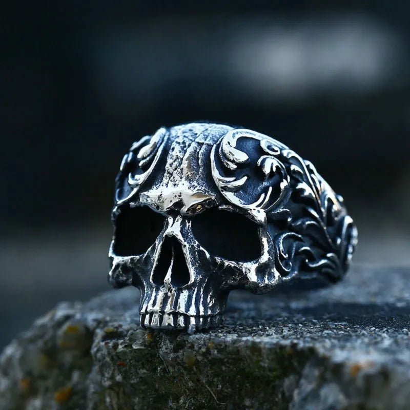 Bague Crâne Homme – Acier Inoxydable - LE PRATIQUE DU MOTARD