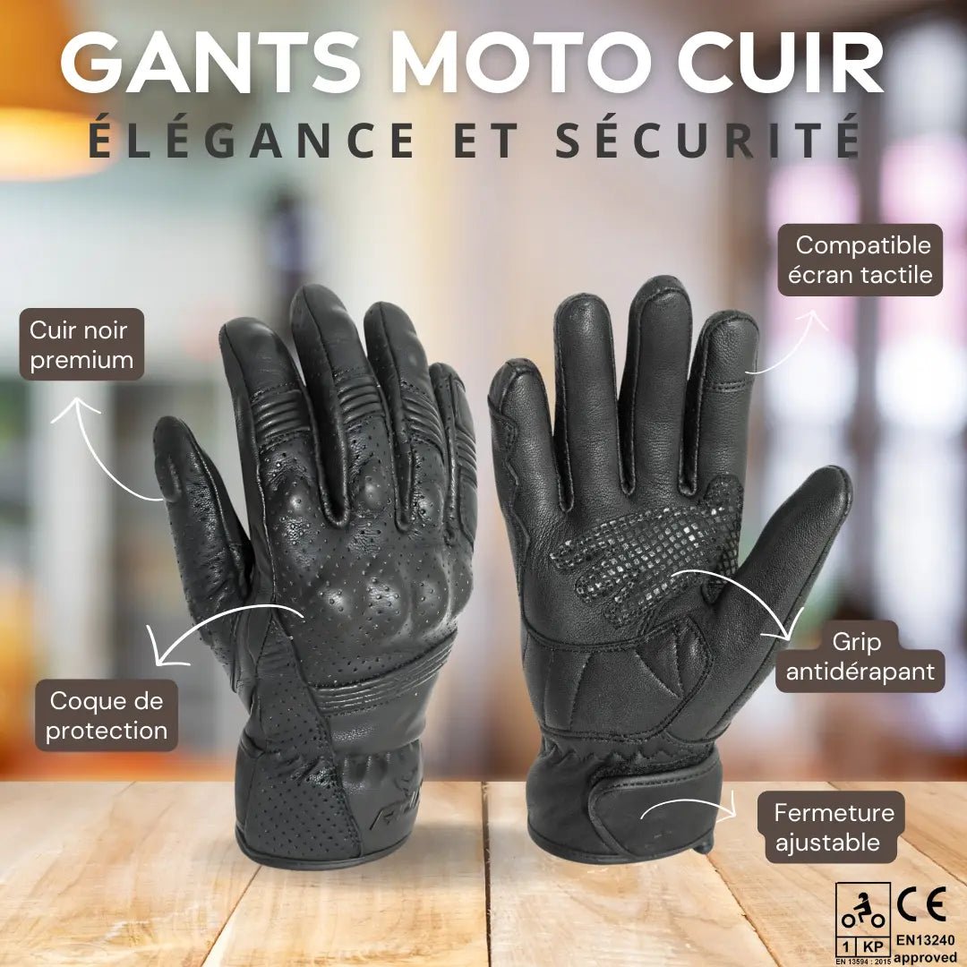 Gant moto en cuir | AustinLegend™ (Homologué) - LE PRATIQUE DU MOTARD