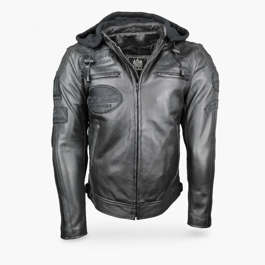 Blouson moto Cuir Homme : CAFE RACER VINTAGE BLACK EDITION : packshot