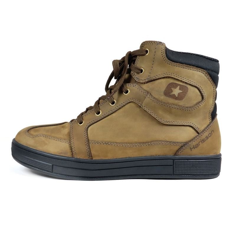 Basket Moto Homme Harisson Branco Marron Semelle Noire — Waterproof Cuir CE - LE PRATIQUE DU MOTARD