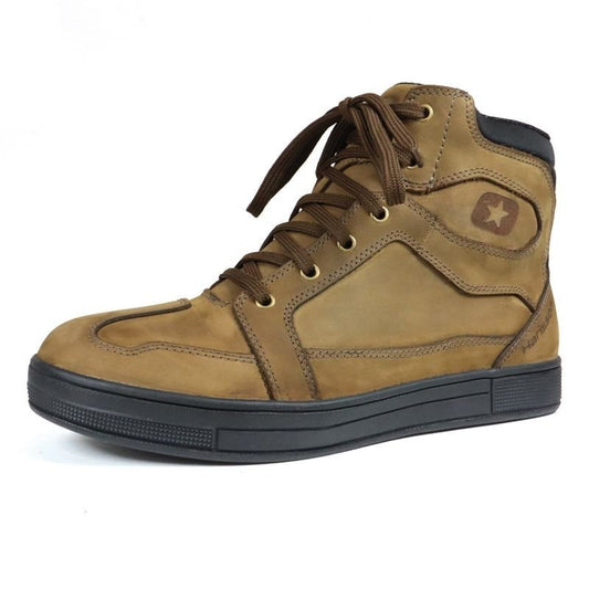 Basket Moto Homme Harisson Branco Marron Semelle Noire — Waterproof Cuir CE - LE PRATIQUE DU MOTARD
