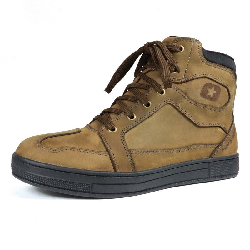Basket Moto Homme Harisson Branco Marron Semelle Noire — Waterproof Cuir CE - LE PRATIQUE DU MOTARD