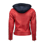 Blouson cuir moto femme style vintage | LEGENDARY 58™ Rouge - LE PRATIQUE DU MOTARD