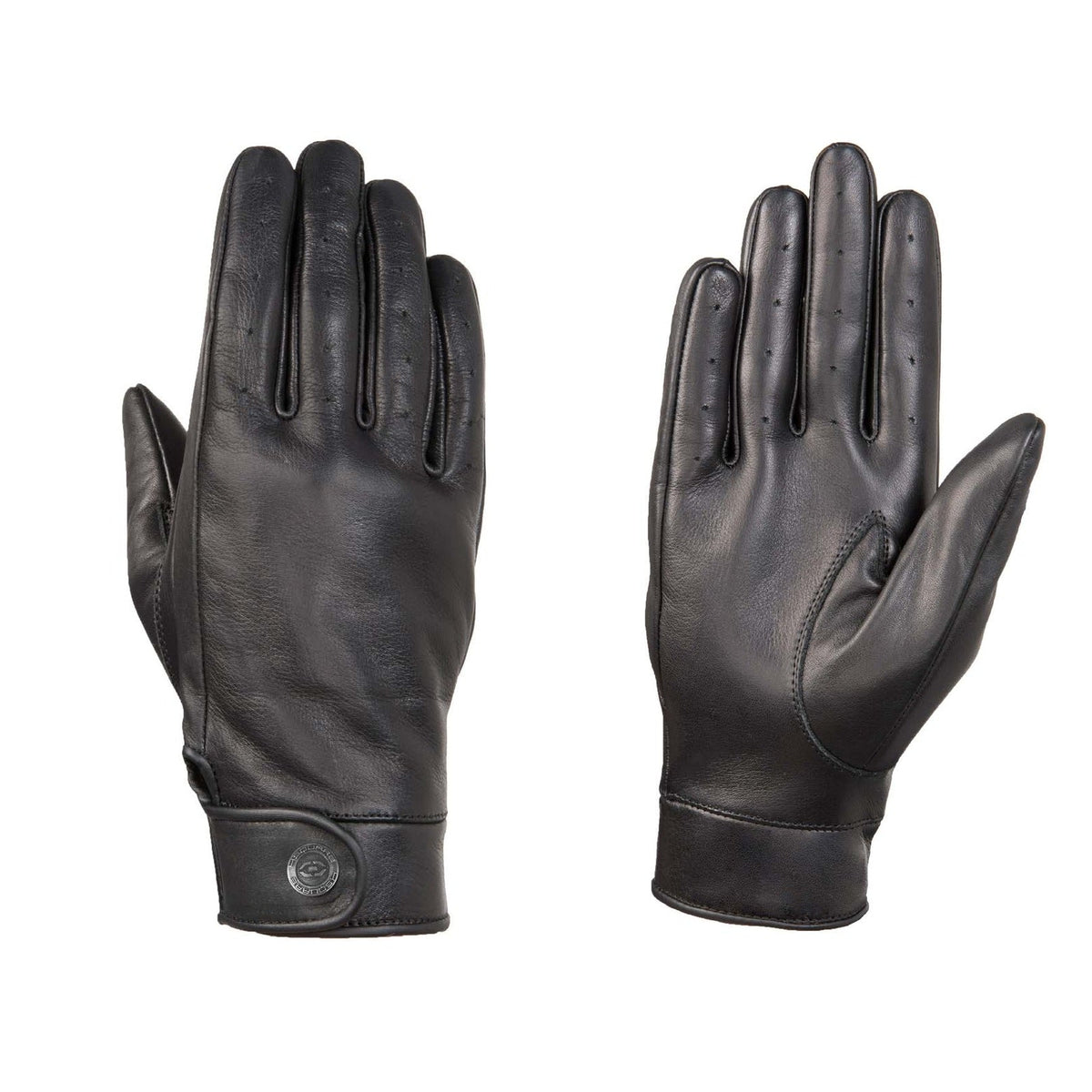 Gants Moto Femme Cuir Noir Perforé — Coupe Fine, Tactiles